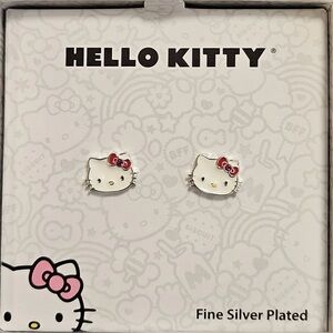 HELLO KITTY NWT FINE SILVER Plated Enamel Stud Earrings